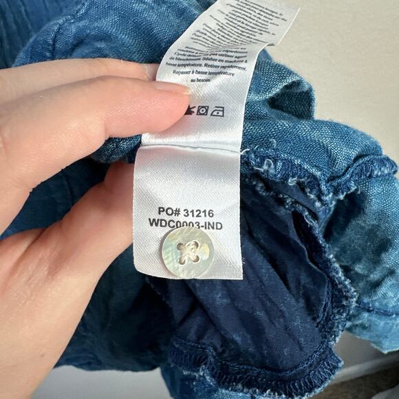 FAHERTY Isha Dress Indigo Blue Denim Chambray Size Medium Casual Summer - Picture 7 of 8